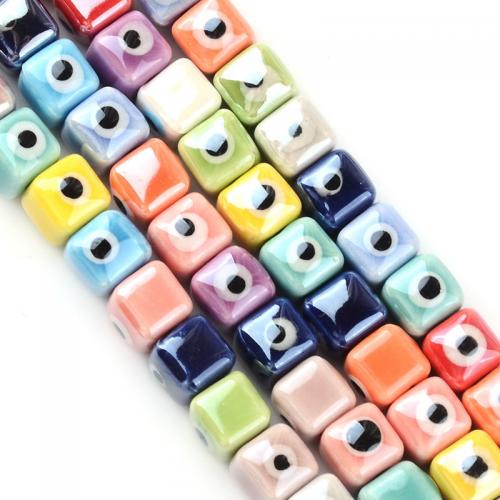 Mode Evil Eye Perlen, Porzellan, Quadrat, DIY & böser Blick- Muster & verschiedene Größen vorhanden, keine, ca. 100PCs/Tasche, verkauft von Tasche
