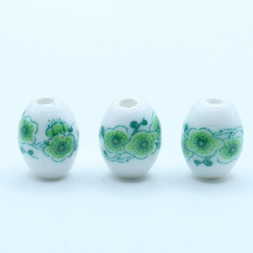 Kunstdruck Porzellan Perlen, oval, DIY & verschiedene Muster für Wahl, keine, 8x10mm, ca. 100PCs/Tasche, verkauft von Tasche