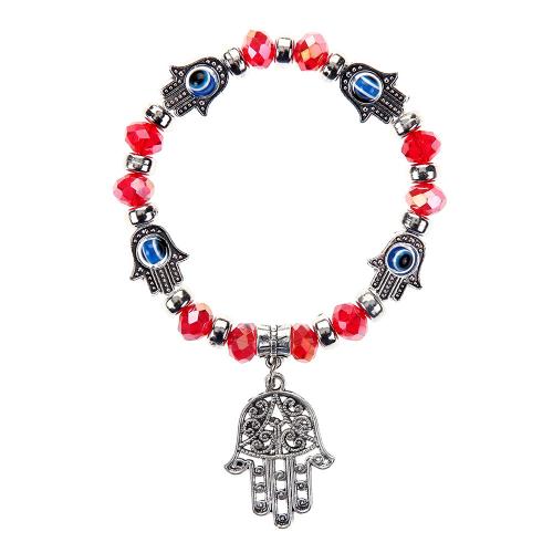 Evil Eye Jewelry Bracelet, Zinc Alloy, with Lampwork, Hand, silver color plated, fashion jewelry & Unisex & evil eye pattern Approx 19 cm 