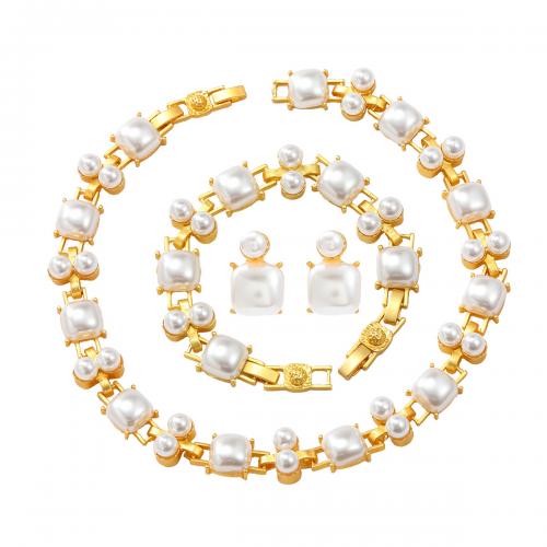 Conjuntos de joya de aleación de cinc de moda, aleación de zinc, con Perlas plásticas, Joyería & diferentes estilos para la opción & para mujer, Vendido por UD