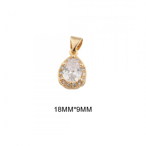 Cubic Zirconia Micro Pave Brass Pendant, plated, DIY & micro pave cubic zirconia, golden Approx 4mm 