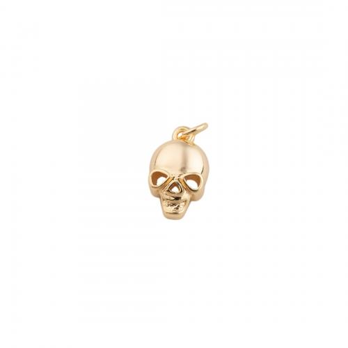 Brass Jewelry Pendants, Skull, plated, DIY, golden Approx 1.5mm 