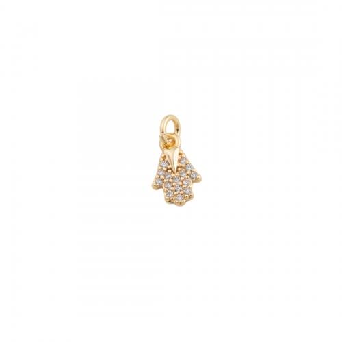 Cubic Zirconia Micro Pave Brass Pendant, plated, DIY & micro pave cubic zirconia, golden Approx 2mm 