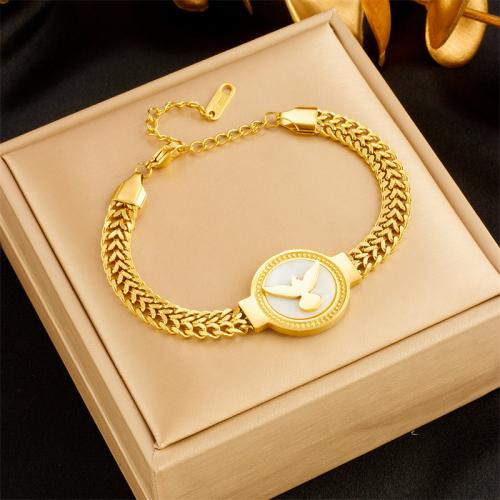 Bracelet en acier inoxydable, Acier inoxydable 304, bijoux de mode & modèles différents pour le choix & pour femme, doré Environ 20 cm, Vendu par PC