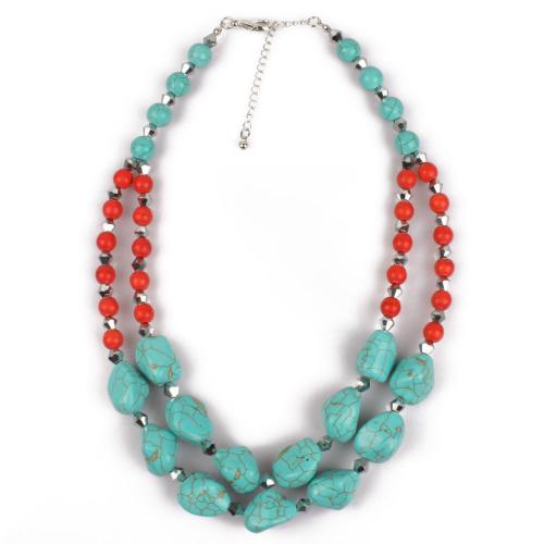 Fashion Necklace Jewelry, ABS Plastic, with Synthetic Turquoise, fashion jewelry & for woman, blue Approx 51 cm 
