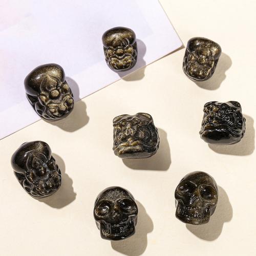 Single Gemstone Beads, Gold Obsidian, Carved, DIY 