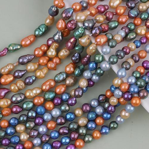Baroque Cultured Freshwater Pearl Beads, colorful plated & DIY Length about 7-8mm Approx 39-40 cm 