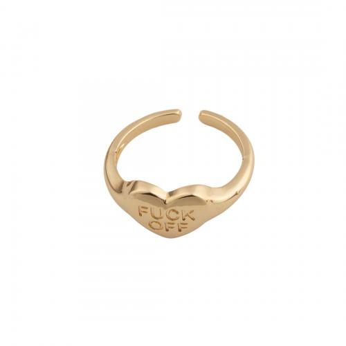 Anillo de dedo de latón, metal, Corazón, Joyería & unisexo, dorado, inner diameter 17.5mm, Vendido por UD