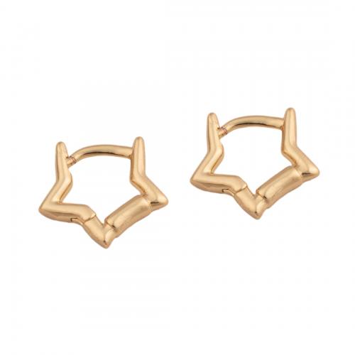 Brass Huggie Hoop Earring, Star, fashion jewelry & for woman, golden 