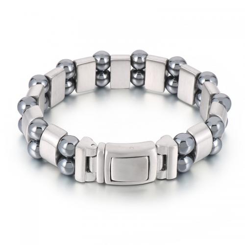 Bracelets en acier inoxydable, acier inoxydable 316L, avec fer Rocher, bijoux de mode & pour homme, 15mm Environ 21 cm, Vendu par PC