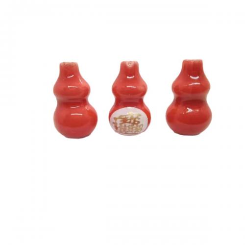 Kunstdruck Porzellan Perlen, Kalebasse, DIY, rot, 15x9.5mm, Bohrung:ca. 1.7mm, ca. 100PCs/Tasche, verkauft von Tasche
