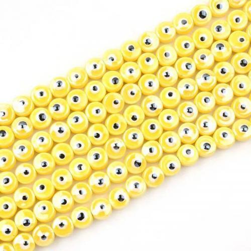 Mode Evil Eye Perlen, Porzellan, flache Runde, DIY & böser Blick- Muster & verschiedene Größen vorhanden, keine, ca. 100PCs/Tasche, verkauft von Tasche