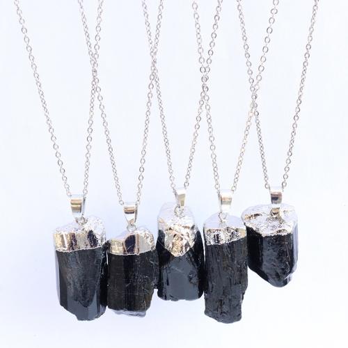 Schorl Pendant, with Brass, Nuggets, plated, DIY Length about 25-50mm 