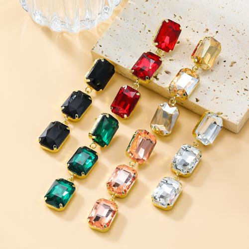 arete de aleación de zinc con diamante de imitación, Joyería & para mujer & con diamantes de imitación, más colores para la opción, 66x14mm, Vendido por Par
