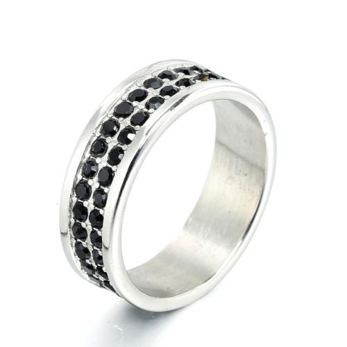 Нержавеющая сталь Rhinestone палец кольцо, Нержавеющая сталь 304, маска, ювелирные изделия моды & Мужская & разный размер для выбора & со стразами, оригинальный цвет mm, продается PC