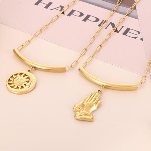 Titanium Steel Jewelry Necklace, fashion jewelry & for woman, golden Approx 390 mm 