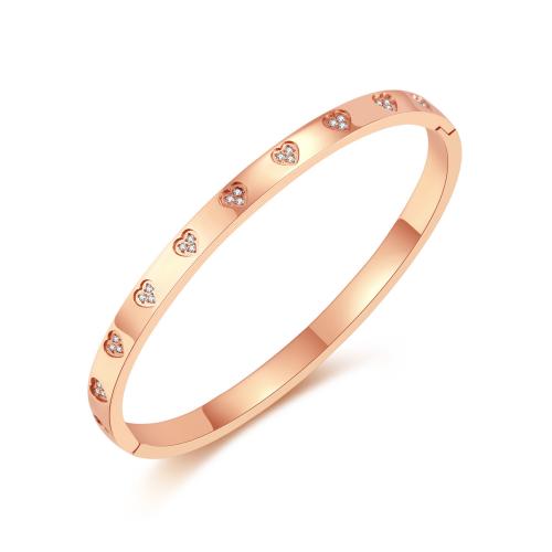 Stainless Steel Bangle, 304 Stainless Steel, plated, micro pave cubic zirconia & for woman The circumference is 170mm 