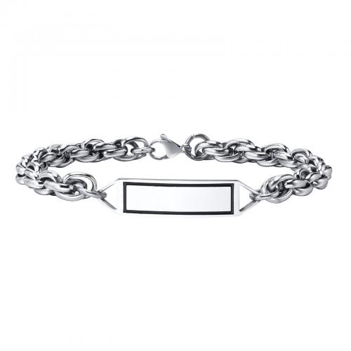 Stainless Steel Chain Bracelets, 304 Stainless Steel, plated, for man & enamel, original color Approx 21 cm 