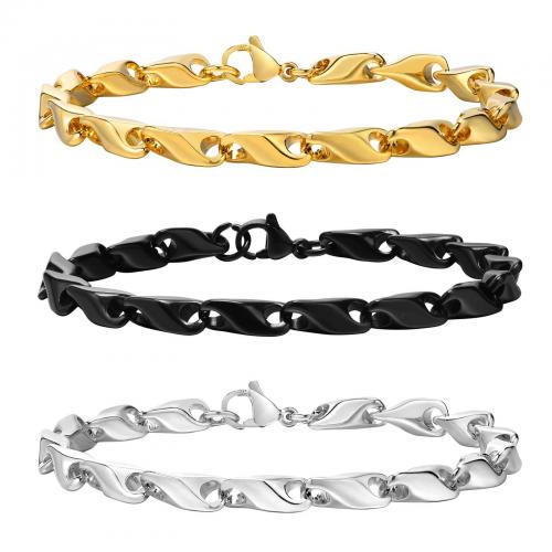 Stainless Steel Chain Bracelets, 304 Stainless Steel, plated, for man Approx 21 cm 