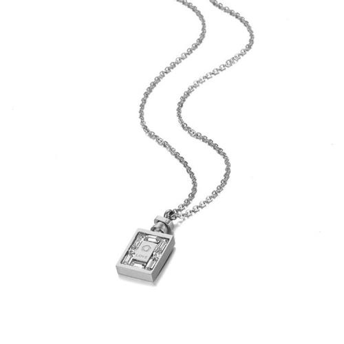 Cubic Zirconia Stainless Steel Necklace, 304 Stainless Steel, plated, micro pave cubic zirconia & for woman 