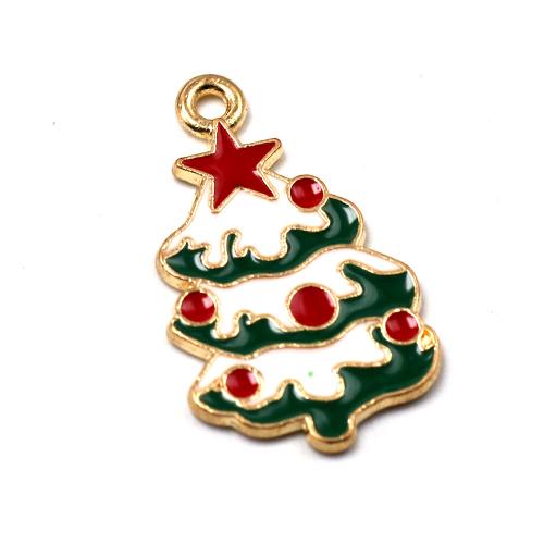 Zinc Alloy Christmas Pendants, Christmas Tree, gold color plated, DIY & enamel, mixed colors Approx 
