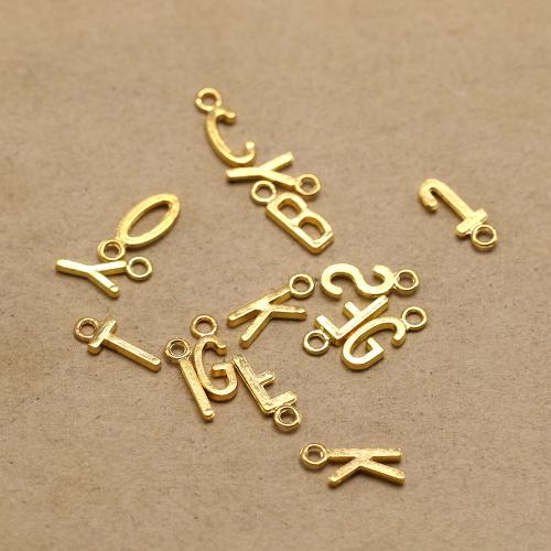 Zinc Alloy Alphabet Pendants, gold color plated, letters are from A to Z & DIY & mixed, Approx 