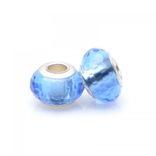 Fashion Lampwork European Bead, Zinc Alloy, with Lampwork, Lantern, silver color plated, DIY & faceted [