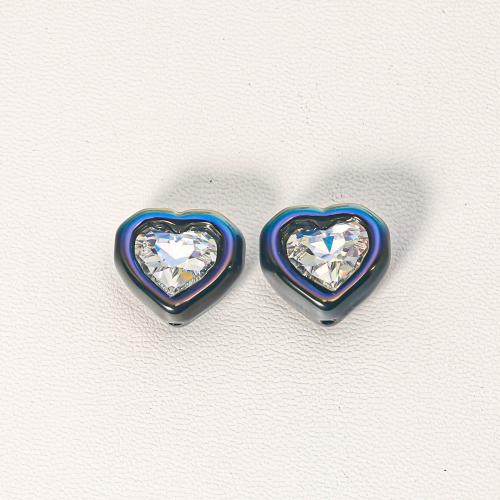 ABS Plastic Beads, Heart, DIY & micro pave cubic zirconia Approx 
