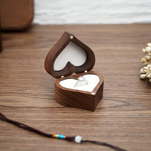 Walnut wood Ring Box, Heart 