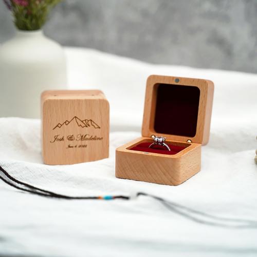 madera Caja del anillo, diferentes estilos para la opción, más colores para la opción, 55x55x38mm, Vendido por UD[