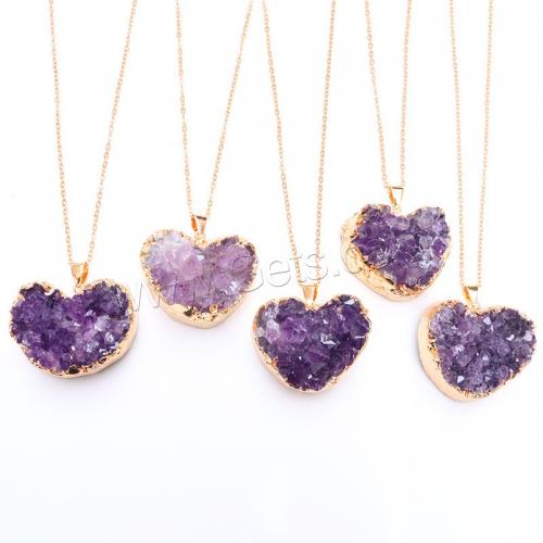 Amethyst Pendant February Birthstone , with Brass, Heart, gold color plated, DIY, purple, Length about 36-38mm,Hight about 28-30mm 