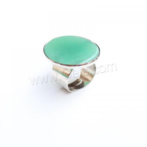 Gemstone Brass Finger Ring, Green Aventurine, with Brass, Oval, silver color plated, Adjustable & fashion jewelry & Unisex, green 