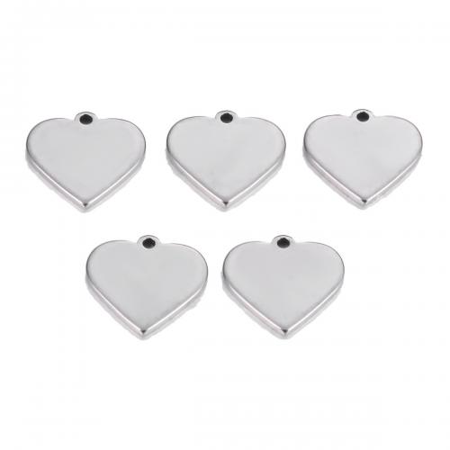 Stainless Steel Heart Pendants, 304 Stainless Steel, plated, DIY, silver color 