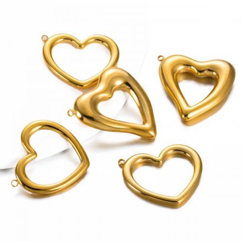 pendentifs de cœur en inox , Acier inoxydable 304, coeur, Placage de couleur d'or, DIY & styles différents pour le choix, plus de couleurs à choisir Vendu par sac
