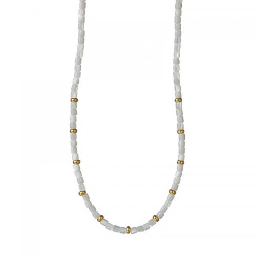 Petite perle en verre de collier 
, Acier inoxydable 304, avec Seedbead, avec 5cm chaînes de rallonge, fait à la main, bijoux de mode & pour femme Environ 41 cm, Vendu par PC