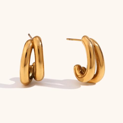Stainless Steel Stud Earring, 316L Stainless Steel, 18K gold plated, fashion jewelry & for woman 