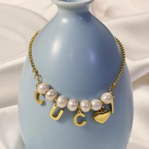 Bracelet en acier inoxydable, Acier inoxydable 304, avec perle de plastique, avec 3CM chaînes de rallonge, Placage, pour femme, doré Environ 20 cm, Vendu par PC