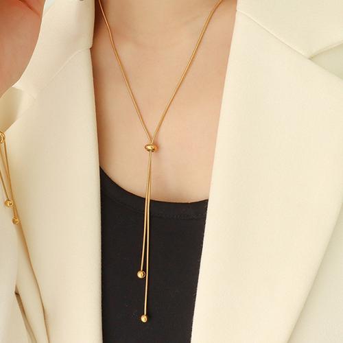 Stainless Steel Sweater Chain Necklace, 304 Stainless Steel, plated, for woman Approx 65 cm 
