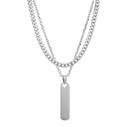 Multi слой ожерелье, Нержавеющая сталь 304, с 5cm наполнитель цепи, Двойной слой & ювелирные изделия моды & Мужский, длина:Приблизительно 53 см, Приблизительно 58 см, продается указан
