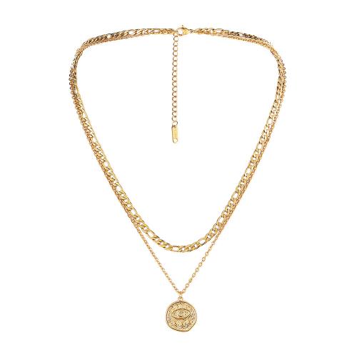 Fashion Multi Layer Necklace, 304 Stainless Steel, with 6cm extender chain, Double Layer & fashion jewelry & for woman, golden Approx 42 cm, Approx 46 cm 