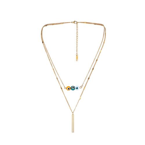Fashion Multi Layer Necklace, 304 Stainless Steel, with 6cm extender chain, Double Layer & fashion jewelry & for woman, golden Approx 40 cm, Approx 50 cm 