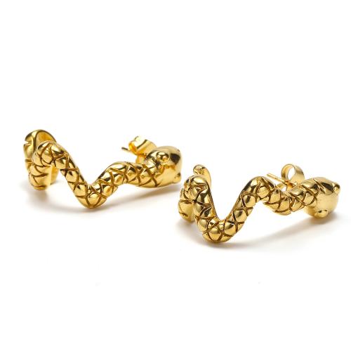 Titanium Steel Earrings, Snake, fashion jewelry & for woman, golden 