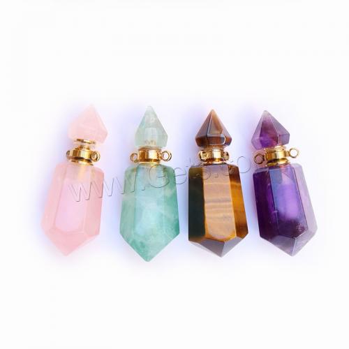 Natural Stone Perfume Bottle Pendant, with Brass, gold color plated, DIY 