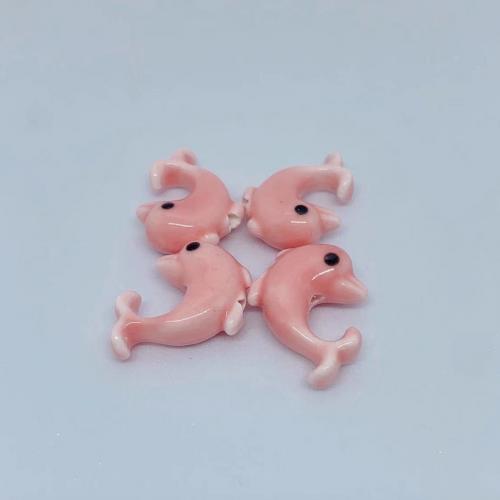 Tierische Porzellan Perlen, Dolphin, DIY, keine, 14.7x21.5mm, ca. 100PCs/Tasche, verkauft von Tasche