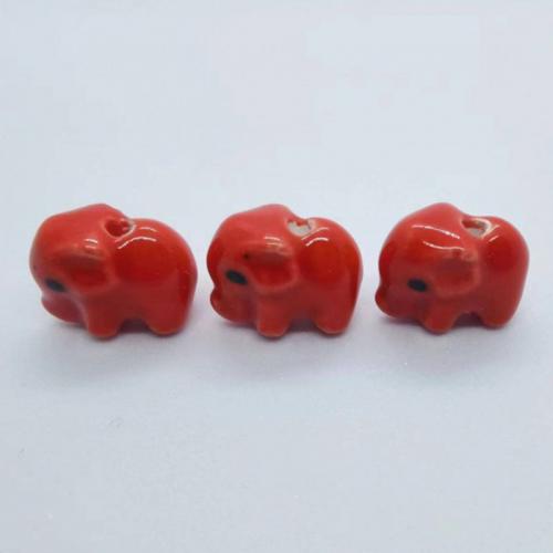 Tierische Porzellan Perlen, Elephant, DIY, keine, 11x14mm, Bohrung:ca. 2mm, ca. 100PCs/Tasche, verkauft von Tasche