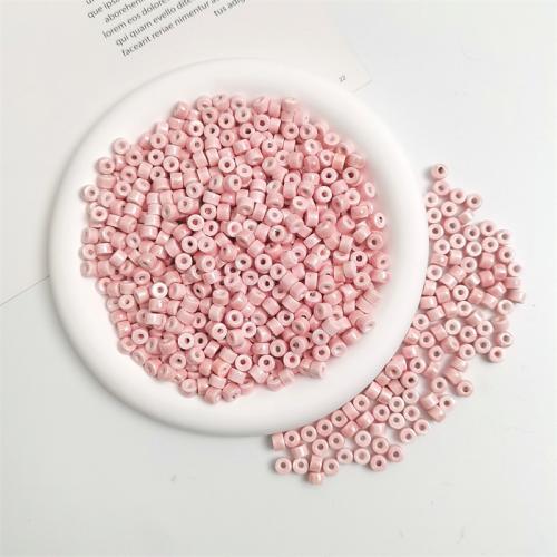Plating Porzellan Bead, flache Runde, DIY, keine, 4x6mm, Bohrung:ca. 1.5mm, ca. 100PCs/Tasche, verkauft von Tasche