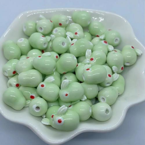 Kunstdruck Porzellan Perlen, Hase, DIY, keine, 13.5mm, Bohrung:ca. 2mm, ca. 100PCs/Tasche, verkauft von Tasche