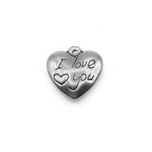 pendentifs de cœur en inox , Acier inoxydable 304, coeur, DIY, couleur originale Environ 1.5mm Vendu par sac