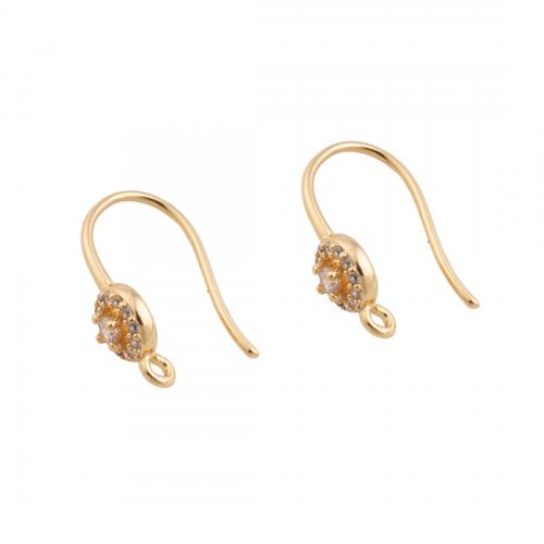 Brass Hook Earwire, plated, DIY & micro pave cubic zirconia, golden Approx 1mm 