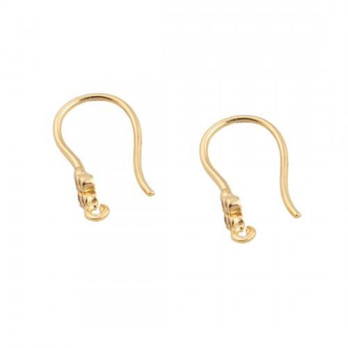 Brass Hook Earwire, plated, DIY & micro pave cubic zirconia, golden Approx 1mm 